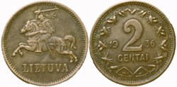 Lithuania, Republic - 2 Centai 1936