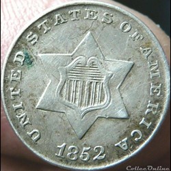 1852 - Silver Three Cents
