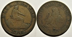 1870 - 10 Centimos - Gobierno Provisional - Contemporary counterfeit