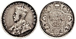 George V - 1/4 Rupee 1912 Bombay - British India
