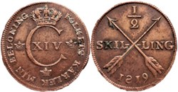 Sweden - Carl XIV Johan - ½ Skilling 1819