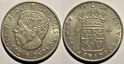 Gustaf VI Adolf of Sweden - 2 Kronor 1956