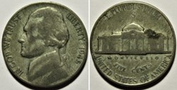 1945 Five Cents S. Francisco ("Jefferson Wartime Nickel") - Error