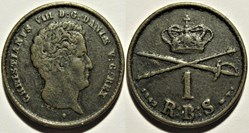 Christian VIII Denmark - 1 Rigsbankskilling 1842 Copenhagen