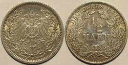 Wilhelm II - 1/2 Mark 1915, Berlin - German Empire