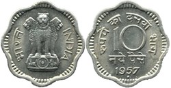 India - 10 Naye Paise 1957 Mumbai