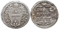 Clement XI, Pope - 1/2 Grosso c.1700, Dedit Pauperibus - Roma, Papal States
