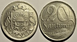 Latvia, Republic of - 20 Santimu 1922
