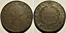 Chile - Un Centavo 1835 - Thick Planchet
