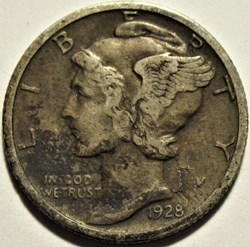 1928 Dime - Error