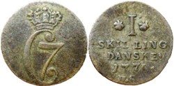 Christian VII - 1 Skilling Dansk 1779 Denmark