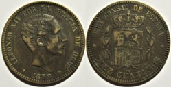 1878 - Barcelona, 10 Centimos - Alfonso XII de España