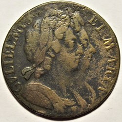 William III & Marie II - Half Penny 1694 Kingdom of England (ex.2)