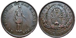 Bas-Canada 1837, Un Sou / Half Penny - Quebec Bank Token