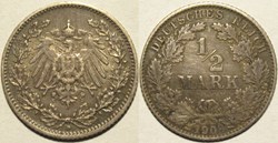 Wilhelm II - 1/2 Mark 1908 München - German Empire