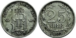 Sweden - Oskar II - 25 Öre 1904