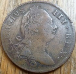 1775 Half Penny, Hibernia - George III of Great Britain