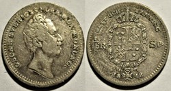 Sweden - Oscar I - 1/16 Riksdaler Specie 1848/5 - Overdate