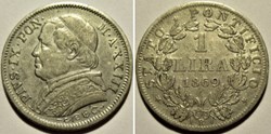 Pio IX, Papa - 1 Lira 1869, Anno XXIII - Vaticano