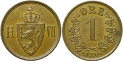 Haakon VII of Norway - 1 Øre 1906