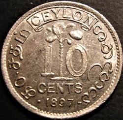 Victoria - 10 Cents 1893 Ceylon