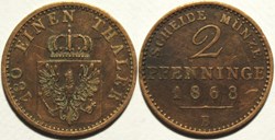 Wilhelm I - 2 Pfennig 1868 & 1869, Kingdom of Prussia