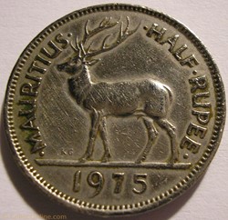 Elizabeth II - 1/2 Rupee 1975 - Mauritius