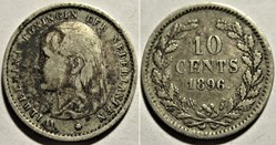 Wilhelmina of Nederland - 10 Cents 1896