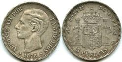 1878 - 5 Pesetas - Alfonso XII de España