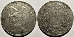 Chile - Un Peso 1895 Santiago - Die crack & Clash