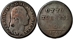1796 Regno di Napoli, 8 Tornesi - Ferdinando IV di Borbone