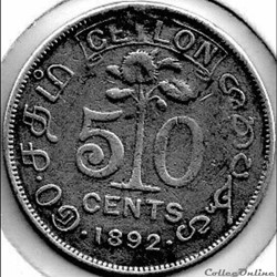 Victoria - 50 Cents 1892 Ceylon