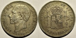 1885 - 5 Pesetas - Alfonso XII de España