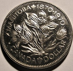 Elizabeth II - 1 Dollar 1870-1970 Manitoba, Centennial (ex.2)