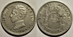 1904 - 50 Centimos - Alfonso XIII de España
