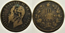 1862 Regno d'Italia, 10 Centesimi - Vittorio Emanuele II