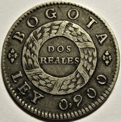 2 Reales 1849 Bogota - Nueva Granada (ex.2)