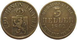 Hessen-Kassel - 3 Heller 1862 - Friedrich Wilhelm I