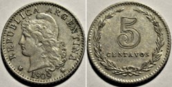 Argentina - 5 Centavos 1909
