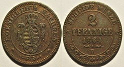 Johann I - 2 Pfennige 1864 & 1862 Dresden, Kingdom of Saxony (2)