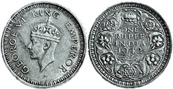 George VI - One Rupee 1942 Bombay - British India - Die Clash (ex.2)