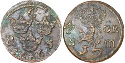 Sweden - Karl XI - 1/6 Öre 1666