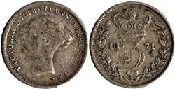 Victoria - 3 Pence 1871 - Kingdom of Great Britain - Die Crack