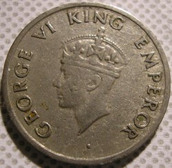 George VI - 1/4 Rupee 1946 Bombay - British India (ex.2)