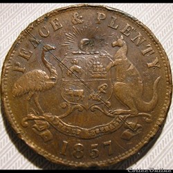 1857 One Penny Token, Marine Store - Melbourne, Australia