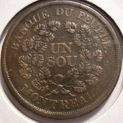 Montreal 1838 Un Sou Bouquet - Banque du Peuple, Rebellion (ex.2)