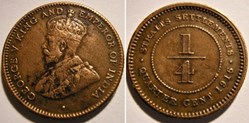 George V - ¼ Cent 1916 - Straits Settlements