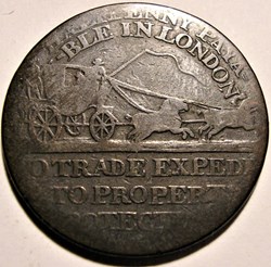ca. 1797 HalfPenny - Palmer's Mail Coach, Middlesex, England