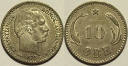 Christian IX Denmark - 10 Øre 1875
