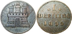 1855 Free Hanseatic City of Hamburg, 1 Dreiling